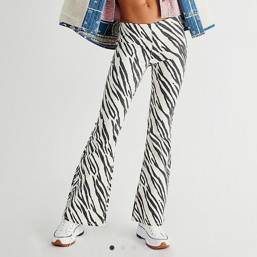 Free People Penny pull on zebra flare jeans